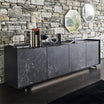 Marble Grey Wooden TV Unit With Cabinets