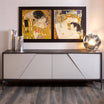 Dual Tone Wooden TV Unit With Cabinets