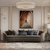 3 Seater Chocolate Tan Curved Sofa