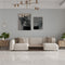 3 Seater Modern Beige Sofa With Velvet Upholstery & Center Storage