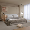 Modern Upholstered King-Size Beige Bed With Hydraulic Storage