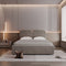 Modern King-Size Bed With Beige Upholstery