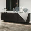 Modern Black Wooden TV Unit With Cabinets