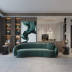 3 Seater Olive Green Modern Curved Sofa