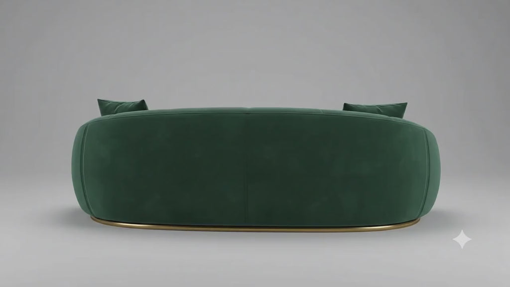 3 Seater Olive Green Modern Curved Sofa