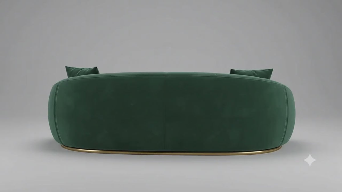 3 Seater Olive Green Modern Curved Sofa